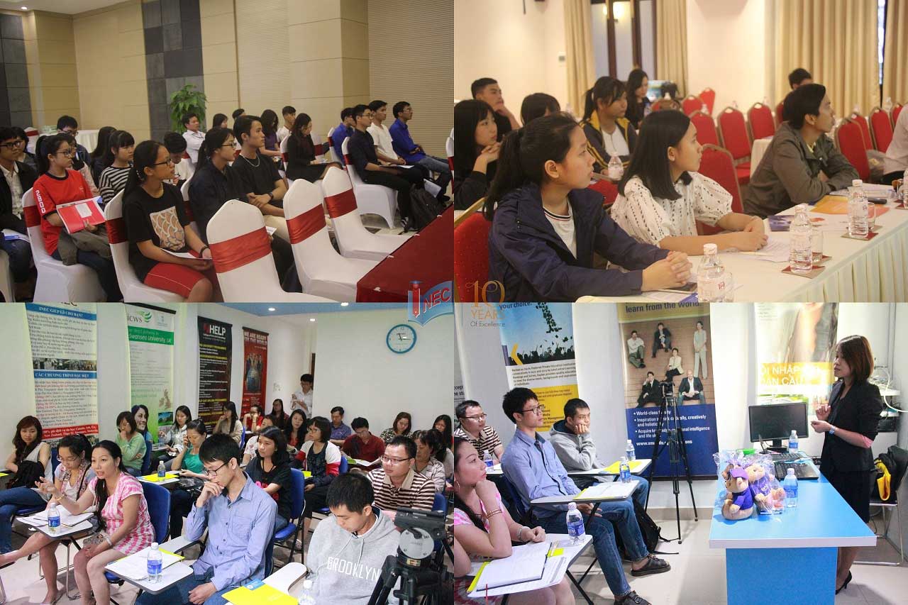Đông đảo học sinh và phụ huynh tham dự hội thảo Học viện Kaplan do INEC tổ chức